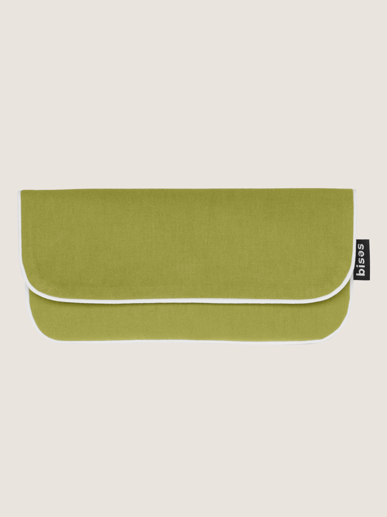 Чохол до маски для сну Bises Dreamline з вареної бавовни у відтінку Pistachio Green з молочним кантом, вигляд спереду